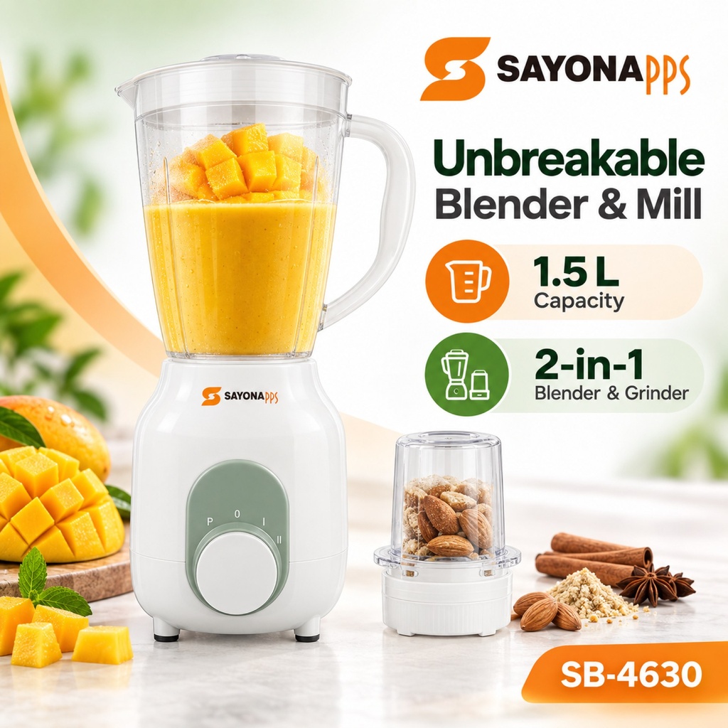 [MX-4630] Sayona 2-in-1 Blender & Mill SB-4630