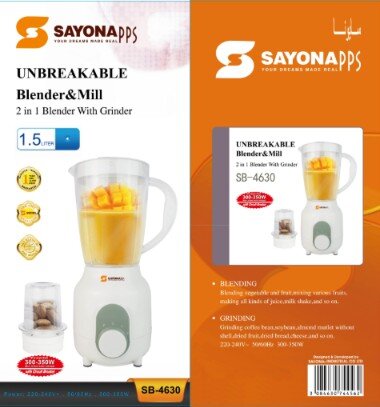 [MX-4630] Sayona 2-in-1 Blender & Mill SB-4630